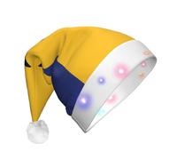 ZHAOUR Cappello natalizio con LED per adulti, con stampa con bandiera delle Barbados, morbido cappello di Babbo Natale in peluche per Natale, Capodanno