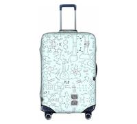 ZHAOUR Copertura protettiva per valigia, elastica con stampa chimica, accessori da viaggio per viaggi d'affari, bianco, S