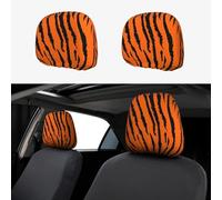 ZHAOUR Copertura universale per poggiatesta auto, con stampa leopardata arancione tigre, 2 pezzi, morbida, traspirante e alla moda, protezione per furgoni, SUV, camion