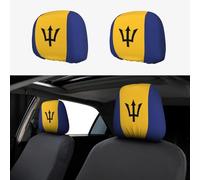 ZHAOUR Copritesta universale per auto, motivo bandiera delle Barbados, 2 pezzi, morbido, traspirante e alla moda, protezione per furgoni, SUV, camion