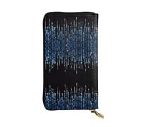 ZHAOUR Elegante portafoglio in pelle con stampa con pittura dell'aurora boreale - Pochette leggera a due pieghe, scomparti multipli per carte e tasca portamonete con cerniera, Il binario blu, Taglia