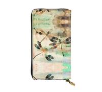 ZHAOUR Elegante portafoglio in pelle con stampa di pesci che nuotano - Pochette leggera a due pieghe, scomparti multipli per carte e tasca portamonete con cerniera, Libellula Libellule Vintage, Taglia