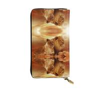 ZHAOUR Elegante portafoglio in pelle con stampa orso bianco orso marrone - Pochette leggera bifold, scomparti multipli per carte e tasca portamonete con cerniera, Leone africano e leonessa, Taglia