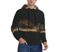 ZHAOUR Felpa con cappuccio da uomo, alla moda, con stampa di sabbia nera e oro, a maniche lunghe, per uso quotidiano, viaggi e passeggiate, Nero , XL