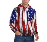 ZHAOUR Felpa con cappuccio da uomo in pile con stampa bandiera degli Stati Uniti, streetwear alla moda per l'uso quotidiano, viaggi e tempo libero, Nero , M