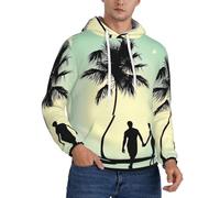 ZHAOUR Felpa con cappuccio da uomo in pile con stampa di coppia sposata che cammina sulla spiaggia, alla moda, streetwear per tutti i giorni, viaggi e tempo libero, Nero , 3XL