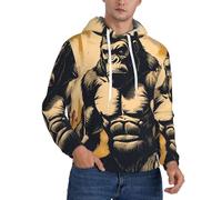 ZHAOUR Felpa da uomo in pile con cappuccio e stampa di King Kong, alla moda, streetwear per tutti i giorni, viaggi e tempo libero, Nero , XL