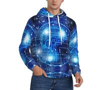 ZHAOUR Felpa da uomo in pile con cappuccio - Intelligenza Artificiale Cervello Stampa Pullover Felpa, Streetwear alla moda per tutti i giorni, Viaggi & Lounge, Nero , XL