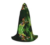 ZHAOUR L Halloween Capo con cappuccio - Unisex Pace Frog Tree Print Cosplay Robe per strega Mago - Party Masquerade Costume
