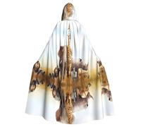ZHAOUR Mantello con cappuccio unisex per adulti, per Halloween, con stampa animale, costume da cosplay e safari, comodo e resistente