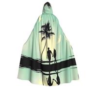 ZHAOUR Mantello con cappuccio unisex per adulti, per Halloween, coppia sposata che cammina sulla spiaggia, con stampa completa, mantella per cosplay, comoda e resistente