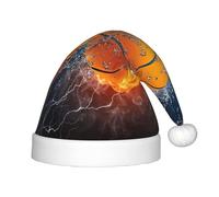 ZHAOUR Pallacanestro sul fuoco e spruzzi di fiamma d'acqua (cappello di Natale stampato per bambini - Cappello di Babbo Natale festivo, copricapo per Natale, feste di Capodanno