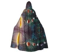 ZHAOUR Planet Space Solar System - Mantello con cappuccio per Halloween, unisex, per cosplay, feste, streghe, Jedi, mago