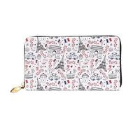 ZHAOUR Portafoglio in pelle con stampa marmorizzata nera e oro, pochette lunga da donna, portafoglio per assegni, sottile e leggero, porta carte, Torre Eiffel, One Size