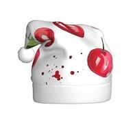 ZHAOUR Simpatico cappello natalizio per adulti con stampa di ciliegie, comodo cappello per Natale, Capodanno, Babbo Natale, bomboniere, copricapo per le vacanze