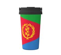 ZHAOUR Tazza da caffè isolata con stampa della bandiera eritrea, bicchiere da viaggio da 500 ml con coperchio a ribalta, tazza in acciaio inox a doppio strato