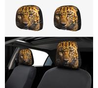 ZHAOUR Universal The deep-eyed Leopard Print Car Poggiatesta Cover 2 Pz - Protezione morbida, traspirante e alla moda per furgoni, SUV, camion