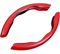 ZHAOWLI 2 Pezzi Coprivolante per Abarth 500 500C 595 595C 695, Coprivolante Segmentato Carbonio Copri Volante Antiscivolo Protezione per Volante,B/Red