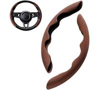 ZHAOWLI 2 Pezzi Coprivolante per Kia Stonic KX1 2017-2021, Coprivolante Segmentato Copri Volante Antiscivolo Protezione per Volante,B/Brown