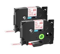 ZHAOXCAIN Sostituzione TZE-FA231 Black su Nastro Etichetta di Abbigliamento Bianco Compatibile con Ferro su Nastro in Tessuto per l'etichettatura(2PK Red on White)