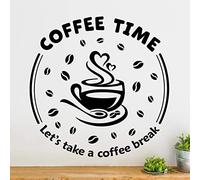 ZHAOYAJIE Adesivo da parete con frase "Coffee Time Let's Take A Coffee Break", adesivo da parete in vinile, per bar, negozi, cucine, 60 x 55 cm