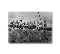 Zhaoyang Art 1932 Pranzo in cima a un grattacielo Dipinti su tela in bianco e nero New York Operai edili Stampe Immagine artistica da parete Decor 70x115 cm/28x45 pollici Senza cornice