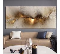 Zhaoyang Art Grigio Giallo Nuvola Pittura Arte Moderna Senza Cornice Quadro da Parete Arte della Parete per Soggiorno Grandi Dimensioni Astratto 80x180cm/31x71in Senza Cornice