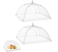 ZHAOYCSH 2 Pezzi Copertine per Alimenti Pieghevoli in Rete Protettiva Anti-Insetti, 32x32 cm (12 Pollici) - Coperchi per Frutta, Verdura, Piatti da Picnic e Barbecue, Design a Ombrello, Colore Bianco