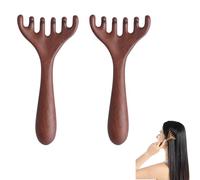 ZHAOYCSH 2 Pezzi Pettine da Massaggio in Legno con 6 Artigli - Massaggiatore per Cuoio Capelluto, Testa e Collo - Strumento Gua Sha Rilassante per Viso e Occhi - Pettine Meridiano con Manico Lungo