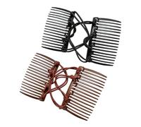 Zhaoyiman Pettine doppio elastico in plastica per capelli, pettine elastico regolabile e clip per capelli ricci, spessi, ondulati, 2 pezzi