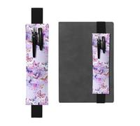 ZhaoYuGoods Bellissimo portapenne viola con farfalla con fascia elastica | custodia regolabile per penna | grazioso portapenne in pelle, Nero , Taglia unica