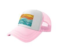 ZhaoYuGoods Berretto da baseball, tramonto e alba con onde oceaniche Prinetd regolabile in rete posteriore da camionista, cappello da sole carino casual per sport all'aria aperta, viaggi, corsa, rosa
