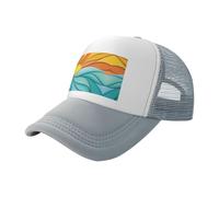 ZhaoYuGoods Berretto da baseball, tramonto e alba con onde oceaniche Prinetd regolabile in rete posteriore da camionista, cappello da sole carino casual per sport all'aria aperta, viaggi, corsa