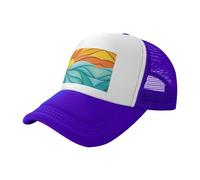 ZhaoYuGoods Berretto da baseball, tramonto e alba con onde oceaniche Prinetd regolabile in rete posteriore da camionista, cappello da sole carino casual per sport all'aria aperta, viaggi, corsa, Viola