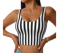 ZhaoYuGoods Canotta sportiva da donna con stampa a righe bianche e nere, alla moda, divertente, copertura completa, Nero , S