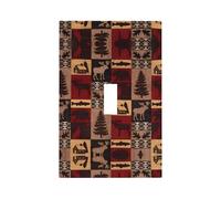 ZhaoYuGoods Copertura decorativa per presa dell'interruttore della luce, Lodge Bear Cervo Pesce stampato durevole piastra da parete elettrica 12,5 x 8 cm