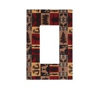 ZhaoYuGoods Copertura decorativa per presa dell'interruttore della luce, Lodge Bear Cervo Pesce stampato durevole piastra da parete elettrica 12,5 x 8 cm