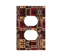 ZhaoYuGoods Copertura decorativa per presa dell'interruttore della luce, Lodge Bear Cervo Pesce stampato durevole piastra da parete elettrica 12,5 x 8 cm