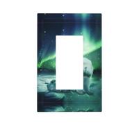 ZhaoYuGoods Copertura decorativa per presa dell'interruttore della luce, luci del nord con orso polare stampato durevole piastra da parete elettrica 12,5 x 8 cm