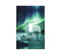ZhaoYuGoods Copertura decorativa per presa dell'interruttore della luce, luci del nord con orso polare stampato durevole piastra da parete elettrica 12,5 x 8 cm