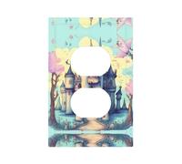 ZhaoYuGoods Copertura decorativa per presa dell'interruttore della luce, motivo: castello delle fiabe, piastra da parete resistente, 12,5 x 8 cm