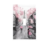 ZhaoYuGoods Copertura decorativa per presa dell'interruttore della luce, Parigi Street Torre Eiffel rosa stampato floreale durevole piastra da parete elettrica 12,5 x 8 cm
