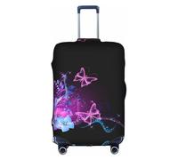 ZhaoYuGoods Copertura protettiva per bagagli con farfalla rosa e viola, copertura stampata per valigie, copertura per bagagli divertente adatta a bagagli da 45 a 81 cm, bianco, M