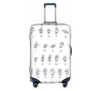 ZhaoYuGoods Copertura protettiva per bagagli con lettere dell'alfabeto, copertura stampata per valigie, divertente copertura per bagagli adatta a bagagli da 45 a 81 cm, bianco, M