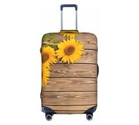 ZhaoYuGoods Copertura protettiva per bagagli con tre girasoli su legno, stampata per valigie, divertente copertura per bagagli adatta a bagagli da 45 a 81 cm, bianco, M