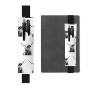 ZhaoYuGoods Highland Cattle - Portapenne con fascia elastica | Custodia per penna regolabile con stampa | grazioso portapenne in pelle, Nero , Taglia unica