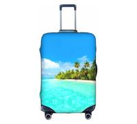 ZhaoYuGoods Isola con spiaggia di sabbia e palma copertura per bagagli, copertura stampata per valigie, divertente copertura per bagagli adatta a bagagli 45-81 cm, bianco, L