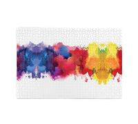 ZhaoYuGoods Macchie di pittura ad acquerello Splatters puzzle da 1000 pezzi per adulti, puzzle orizzontali impegnativi in legno di alta qualità con riferimento fotografico per rilassamento mentale e