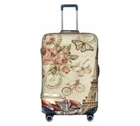 ZhaoYuGoods Parigi - Copertura protettiva per bagagli con cartolina vintage, stampata, per valigie, divertente, adatta per bagagli da 45 a 81 cm, bianco, S