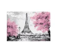 ZhaoYuGoods Pittura a olio Parigi Torre Eiffel Puzzle da 1000 pezzi per adulti, puzzle orizzontali impegnativi in legno di alta qualità, con foto di riferimento per rilassamento mentale e decorazione